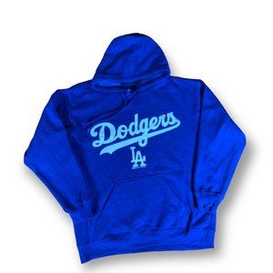 Dodgers LA Stitches sweater Hoodie Stitch Mens Medium Blue M spell out logo